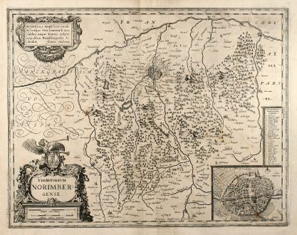 Antike Landkarten, Janssonius, Deutschland, Bayern, Nürnberg, 1640: Territorium Norimbergense