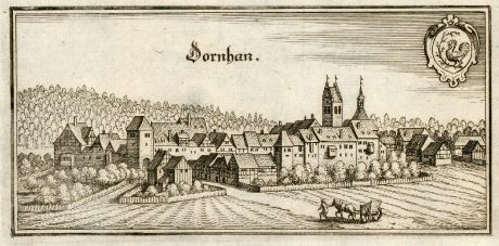 Antike Landkarten, Merian, Deutschland, Baden-Württemberg, Schwarzwald, Dornhan: Dornhan