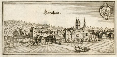 Antique Maps, Merian, Germany, Baden-Wurttemberg, Black Forest, Dornhan: Dornhan