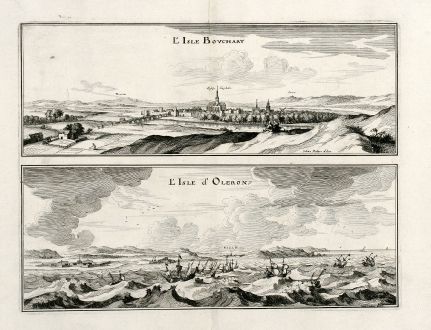 Antike Landkarten, Merian, Frankreich, L Ilse-Bouchard, Ile d Oleron, 1657: l'Isle Bouchart / l'Isle d'Oleron