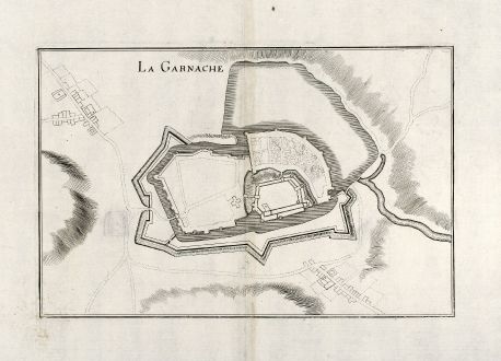 Antique Maps, Merian, France, Chartres, Vendee, 1657: La Garnache