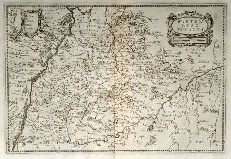 Antike Landkarten, Merian, Deutschland, Baden-Württemberg, 1643: Wirtenberg Ducatus