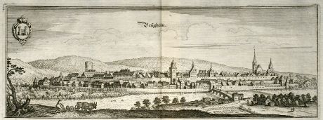 Antike Landkarten, Merian, Deutschland, Baden-Württemberg, Besigheim, 1643: Besigheim