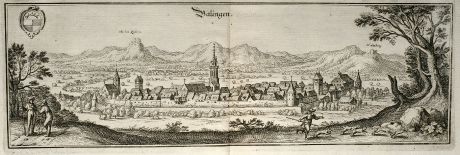 Antike Landkarten, Merian, Deutschland, Baden-Württemberg, Balingen, 1643: Balingen