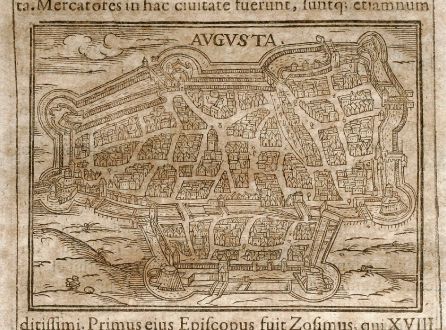 Antique Maps, Saur, Germany, Bavaria, Augsburg, 1608: Augusta