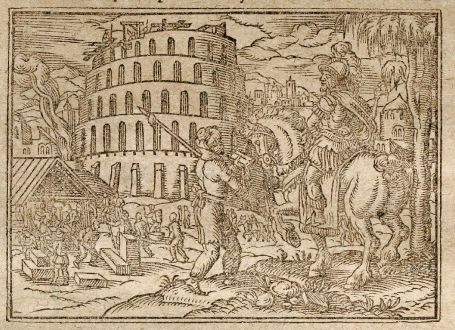 Antique Maps, Saur, Middle East, Babylon, Tower of Babel, 1608: [Babylon]