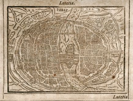 Antike Landkarten, Saur, Frankreich, Paris / Lyon, 1608: Paris / Lugdunum