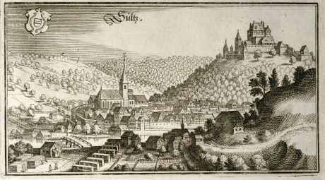 Antike Landkarten, Merian, Deutschland, Baden-Württemberg, Sulz am Neckar, Albeck: Sultz