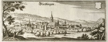 Antique Maps, Merian, Germany, Baden-Wurttemberg, Riedlingen, 1643: Riedlingen