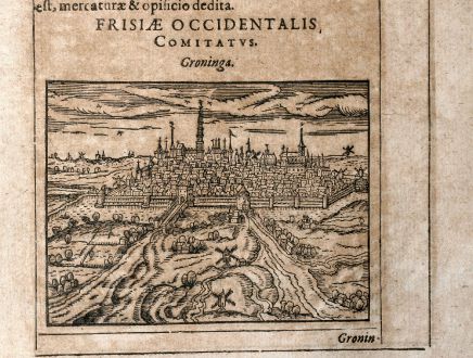 Antike Landkarten, Saur, Niederlande, Groningen, 1608: Groninga