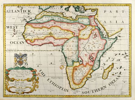 Antike Landkarten, Wells, Afrika Kontinent, 1738: A New Map of Africk Shewing its Present General Divisions Cheif Cities or Towns, Rivers, Mountains &c. ...