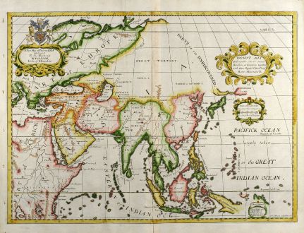 Antique Maps, Wells, Asian Continent, 1738: A New Map of Present Asia ...