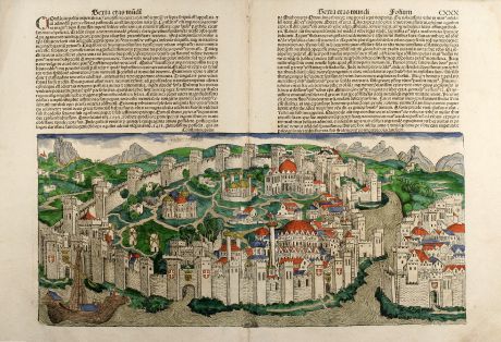 Antike Landkarten, Schedel, Türkei, Istanbul, Konstantinopel, 1493: Constantinopolis