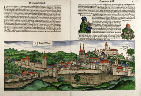 Antike Landkarten, Schedel, Deutschland, Passau, 1493: Patavia