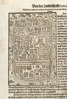 Antike Landkarten, Saur, Heiliges Land, Jerusalem, 1595: [Von der Landtschafft Iudaea]