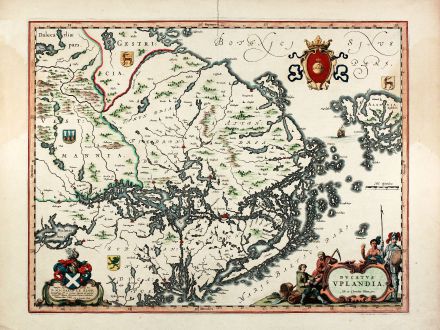 Antique Maps, Blaeu, Scandinavia, Sweden, Uppland, 1645: Ducatus Uplandia. Joh. et Cornelius Blaeu exc.