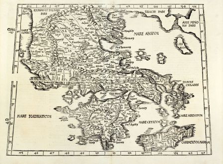 Antique Maps, Fries, Greece, 1525: [Tabula X Europae]