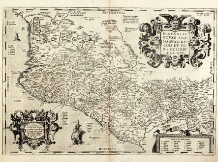 Antique Maps, Ortelius, Central America - Caribbean, Pacific, Mexico, 1579: Hispaniae novae sivae magnae, recens et vera descriptio. 1579.