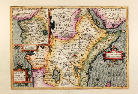 Antique Maps, Mercator, Central Africa, Congo, Priest Joan, 1638: Abissinorum sive Pretiosi Ioannis Imperiu