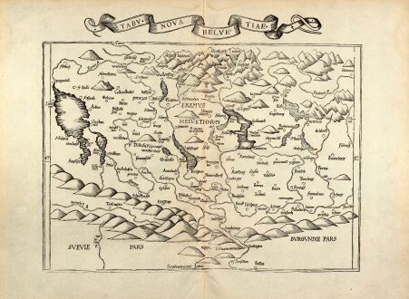 Antike Landkarten, Fries, Schweiz, 1535: Tabu. Nova Helvetiae